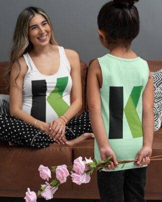 tank top mockup of a girl giving flowers to her pregnant mom 32267