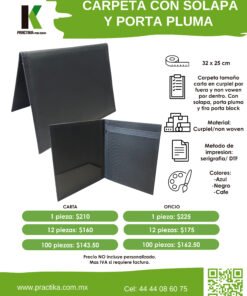 CARPETA CON SOLAPA Y PORTA PLUMA